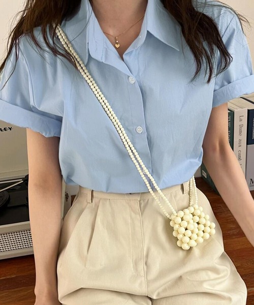 HALEY PESCA（ヘーリーペスカ）の「HALEY PESCA/【パステルカラー】　ベーシック半袖シャツ（シャツ/ブラウス・レディース・ホワイト/ブルー/グリーン・SMALL/MEDIUM/LARGE）」の13枚目の写真