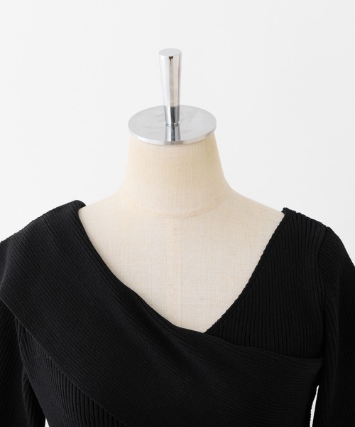 one after another NICE CLAUP(ワンアフターアナザーナイスクラップ)の「韓国っぽアシンメトリーニット/WEB限定商品(ニット/セーター・レディース・オフホワイト/ブラック/ミント/ピンク/チャコールグレー・FREE)」の9枚目の写真