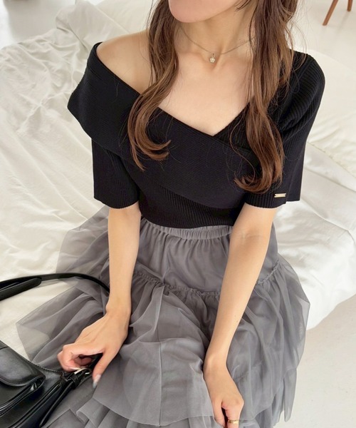 one after another NICE CLAUP(ワンアフターアナザーナイスクラップ)の「韓国っぽアシンメトリーニット/WEB限定商品(ニット/セーター・レディース・オフホワイト/ブラック/ミント/ピンク/チャコールグレー・FREE)」の16枚目の写真