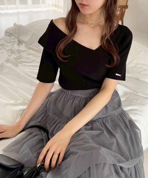 one after another NICE CLAUP(ワンアフターアナザーナイスクラップ)の「韓国っぽアシンメトリーニット/WEB限定商品(ニット/セーター・レディース・オフホワイト/ブラック/ミント/ピンク/チャコールグレー・FREE)」の17枚目の写真