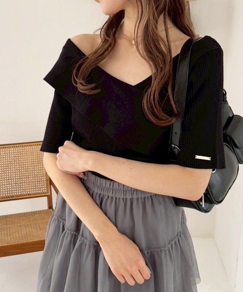 one after another NICE CLAUP(ワンアフターアナザーナイスクラップ)の「韓国っぽアシンメトリーニット/WEB限定商品(ニット/セーター・レディース・オフホワイト/ブラック/ミント/ピンク/チャコールグレー・FREE)」の15枚目の写真