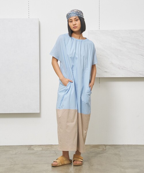 J.PRESS YORK STREET(ジェイプレスヨークストリート)の「【WOMEN】バイカラー ワンピース(ワンピース・レディース・グリーン系1/サックスブルー系1/ライトグレー系1・F)」の4枚目の写真