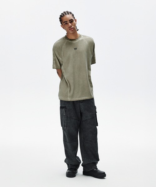 MAHAGRID(マハグリッド)の「『mahagrid/マハグリッド』 DYED TRACK TEE /ダイドトラック TEE(Tシャツ/カットソー・メンズ・カーキ/チャコールグレー・M/S)」の11枚目の写真