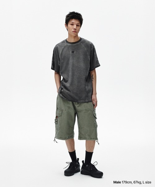 MAHAGRID(マハグリッド)の「『mahagrid/マハグリッド』 DYED TRACK TEE /ダイドトラック TEE(Tシャツ/カットソー・メンズ・カーキ/チャコールグレー・M/S)」の9枚目の写真