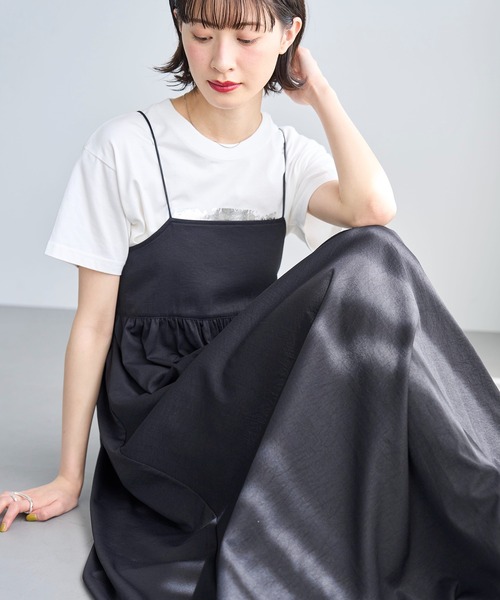 サラッと着られる素敵な1枚Hermes\tEffet Kaleidoscopeワンピース ビジューストラップスリットワンピ / Bijou Strap Slit One