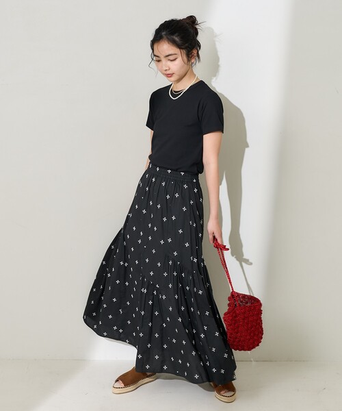 フリークスストア　インド 小花柄刺繍 ランダムティアードスカート　新品未使用 インド 小花柄刺繍 ランダムティアードスカート＜セットアップ