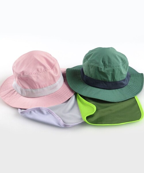 BRANSHES(ブランシェス)の「【接触冷感】フローズンメッシュネックカバー付きハット(ハット・キッズ・カーキオリーブ/ラベンダー・52cm/50cm/54cm/56cm)」の7枚目の写真