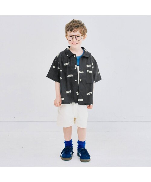 p.premier（ピードットプルミエ）の「イロチ買いしたい夏すぎる総柄半袖シャツ（シャツ/ブラウス・キッズ・ネイビー/イエロー/ダークブラウン/グリーン/レッド/ブラック・80/90/100/110/120/130/140）」の7枚目の写真