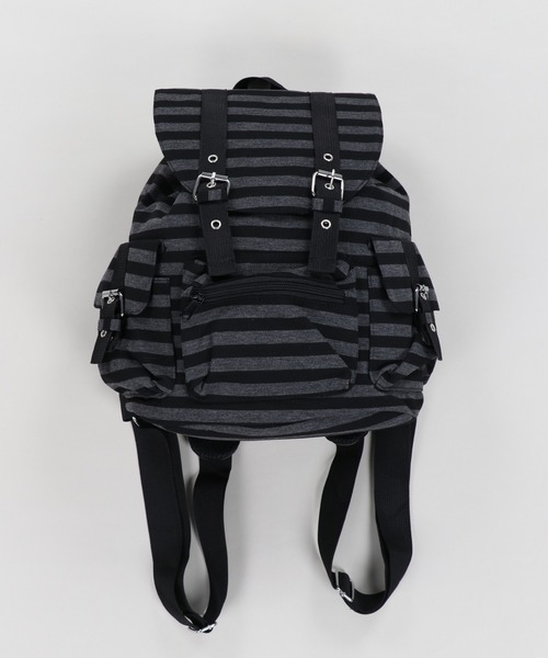 SPINNS(スピンズ)の「なつかし平成リュック/ボーダー/ 普段使いにも スクバにも◎学校生活を楽しく♪通学にも最適(バックパック/リュック・レディース・グレー系その他・ONESIZE)」の12枚目の写真