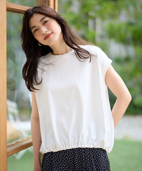ANY(エニィ)の「シルケットスムースドロストTシャツ(Tシャツ/カットソー・レディース・ホワイト系/ブラック系/ダークブラウン系・4)」の1枚目の写真