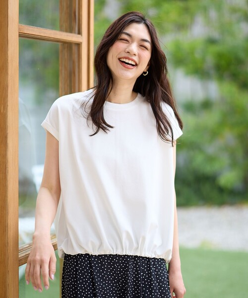 ANY(エニィ)の「シルケットスムースドロストTシャツ(Tシャツ/カットソー・レディース・ホワイト系/ブラック系/ダークブラウン系・4)」の12枚目の写真