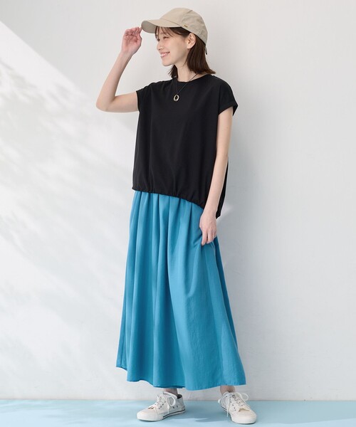 ANY(エニィ)の「シルケットスムースドロストTシャツ(Tシャツ/カットソー・レディース・ホワイト系/ブラック系/ダークブラウン系・4)」の5枚目の写真