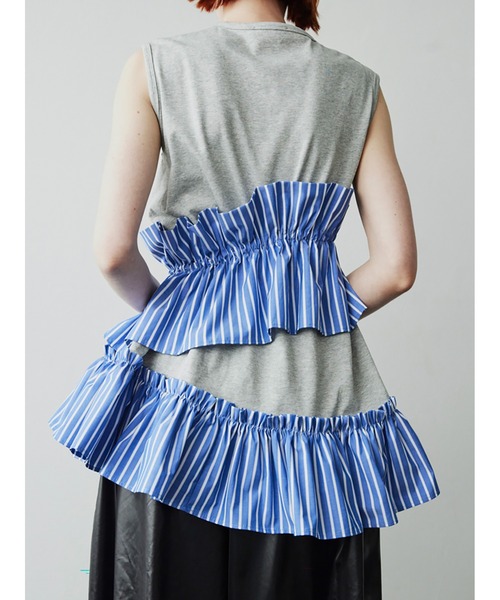セール】Asymmetry Ruffled Tank Top（Tシャツ/カットソー