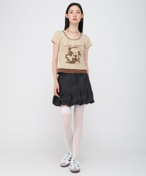 3.3 Field Trip （3.3フィールドトリップ）の「3.3 Field Trip／デニムバルーンスカート（デニムスカート・レディース・ブラック/ブルー・SMALL/MEDIUM）」の3枚目の写真