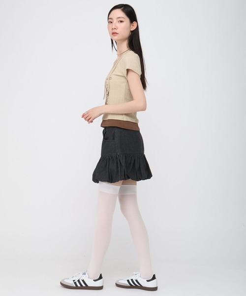 3.3 Field Trip （3.3フィールドトリップ）の「3.3 Field Trip／デニムバルーンスカート（デニムスカート・レディース・ブラック/ブルー・SMALL/MEDIUM）」の4枚目の写真