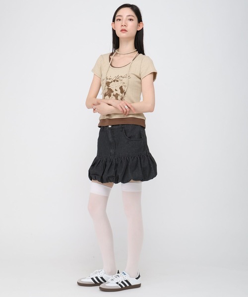 3.3 Field Trip （3.3フィールドトリップ）の「3.3 Field Trip／デニムバルーンスカート（デニムスカート・レディース・ブラック/ブルー・SMALL/MEDIUM）」の5枚目の写真