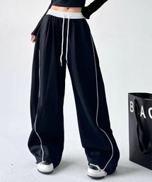 B'day（ビーデイ）の「【 B'day / ビーデー 】サイドタック入り パイピングスウェットワイドパンツ（スウェットパンツ）」