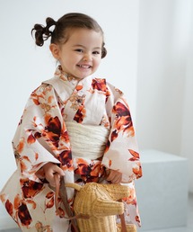 utatane（ウタタネ）の「キッズ浴衣3点セット ニコアンティーク マンダリンガーネットの花（浴衣）」