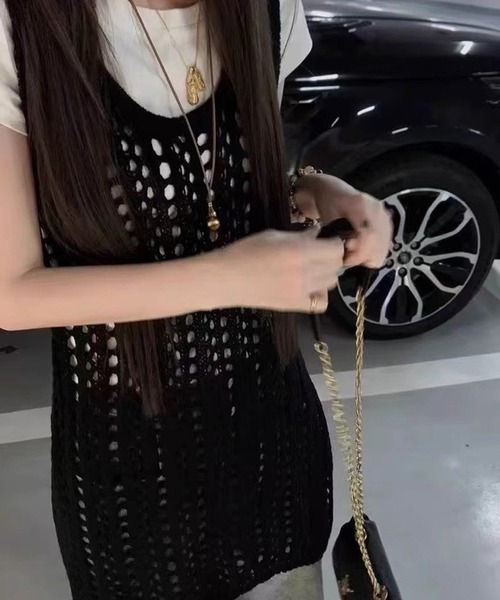 HALEY PESCA(ヘーリーペスカ)の「HALEY PESCA/メッシュ タンクトップ ワンピース(タンクトップ・レディース・ブラック/イエロー/ホワイト/ピンク・FREE)」の2枚目の写真