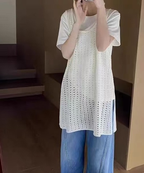 HALEY PESCA(ヘーリーペスカ)の「HALEY PESCA/メッシュ タンクトップ ワンピース(タンクトップ・レディース・ブラック/イエロー/ホワイト/ピンク・FREE)」の7枚目の写真