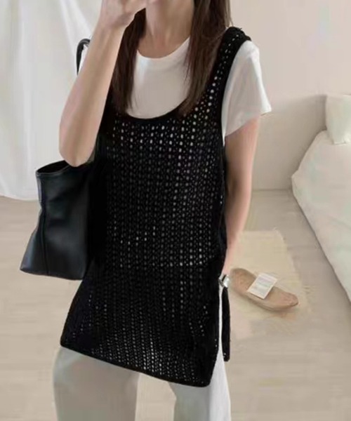 HALEY PESCA(ヘーリーペスカ)の「HALEY PESCA/メッシュ タンクトップ ワンピース(タンクトップ・レディース・ブラック/イエロー/ホワイト/ピンク・FREE)」の6枚目の写真