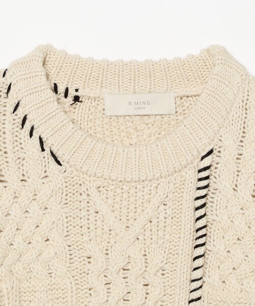 B:MING by BEAMS(ビーミングバイビームス)の「アラン ステッチ ニット(ニット/セーター・レディース・オレンジ系その他6/ホワイト系その他5・ONE SIZE)」の4枚目の写真