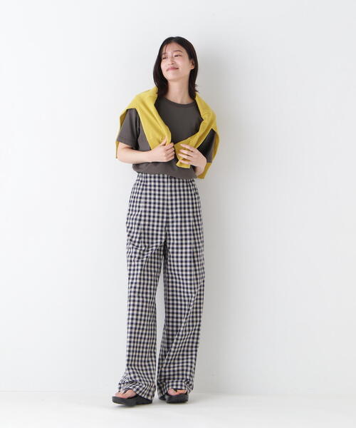 human woman（ヒューマンウーマン）の「◆ギンガムチェックワンタックセミワイドパンツ（その他パンツ・レディース・ダークインディゴブルー・SMALL/MEDIUM）」の3枚目の写真