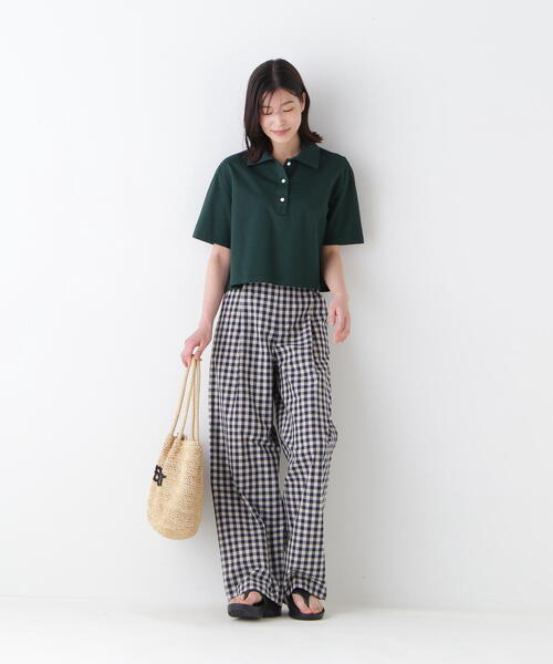 human woman（ヒューマンウーマン）の「◆ギンガムチェックワンタックセミワイドパンツ（その他パンツ・レディース・ダークインディゴブルー・SMALL/MEDIUM）」の4枚目の写真