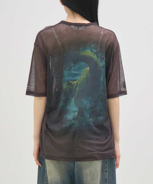 beautiful people(ビューティフルピープル)の「【beautiful people/ビューティフルピープル】jurassic world sheer jersey big T/ジュラシックワールドシアージャージービッグTシャツ/シアートップス(Tシャツ/カットソー・レディース・グレー/ブルー・38)」の15枚目の写真