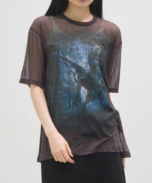 beautiful people(ビューティフルピープル)の「【beautiful people/ビューティフルピープル】jurassic world sheer jersey big T/ジュラシックワールドシアージャージービッグTシャツ/シアートップス(Tシャツ/カットソー・レディース・グレー/ブルー・38)」の17枚目の写真