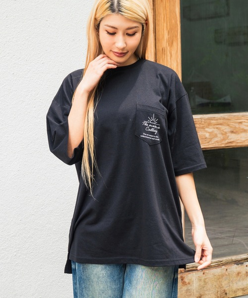 anap mimpi(アナップミンピ)の「ビーチ グラフィック プリント ポケット ビッグ Tシャツ(Tシャツ/カットソー・レディース・ブルー系その他/オフホワイト/ブラック・FREE)」の9枚目の写真