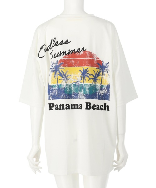 anap mimpi(アナップミンピ)の「ビーチ グラフィック プリント ポケット ビッグ Tシャツ(Tシャツ/カットソー・レディース・ブルー系その他/オフホワイト/ブラック・FREE)」の15枚目の写真