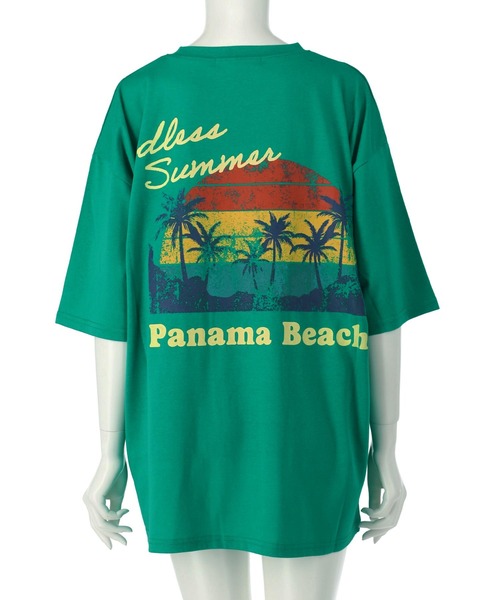 anap mimpi(アナップミンピ)の「ビーチ グラフィック プリント ポケット ビッグ Tシャツ(Tシャツ/カットソー・レディース・ブルー系その他/オフホワイト/ブラック・FREE)」の17枚目の写真