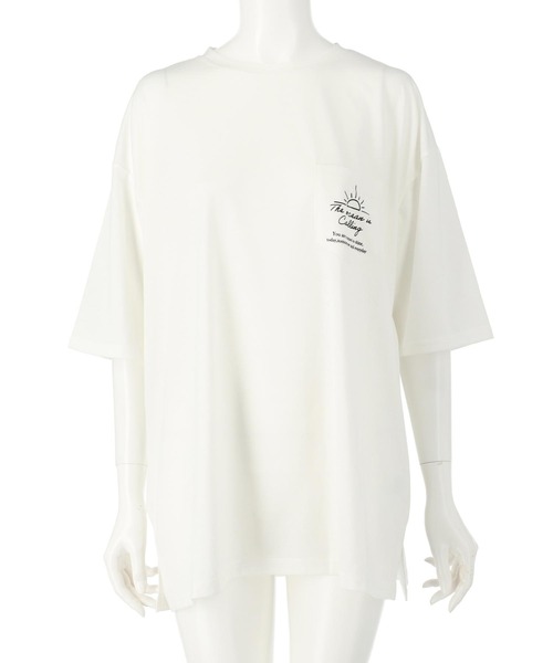 anap mimpi(アナップミンピ)の「ビーチ グラフィック プリント ポケット ビッグ Tシャツ(Tシャツ/カットソー・レディース・ブルー系その他/オフホワイト/ブラック・FREE)」の20枚目の写真