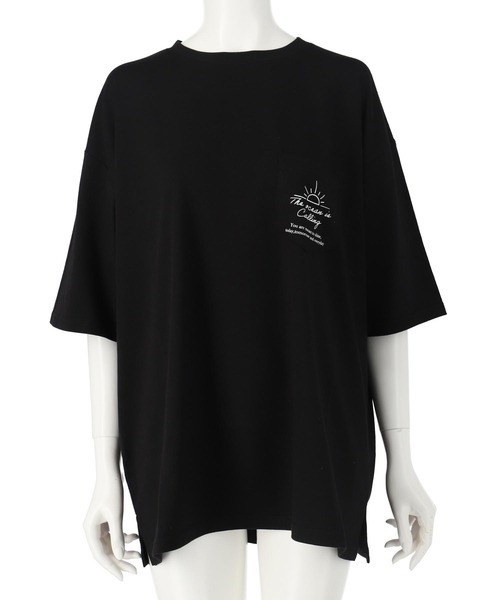 anap mimpi(アナップミンピ)の「ビーチ グラフィック プリント ポケット ビッグ Tシャツ(Tシャツ/カットソー・レディース・ブルー系その他/オフホワイト/ブラック・FREE)」の21枚目の写真