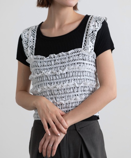 Lunea(ルネア)の「フリルレースビスチェ(ベスト・レディース・ホワイト/ベージュ・FREE)」の9枚目の写真