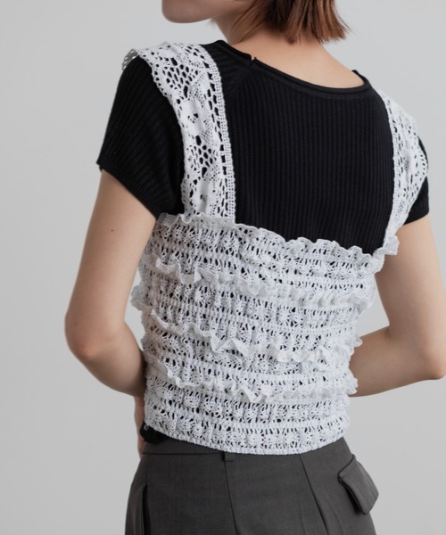 Lunea(ルネア)の「フリルレースビスチェ(ベスト・レディース・ホワイト/ベージュ・FREE)」の8枚目の写真