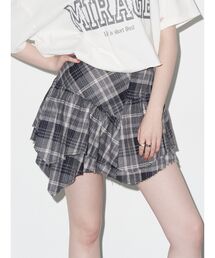 EVRIS | アシンメトリーランダムチェックミニスカート(スカート)