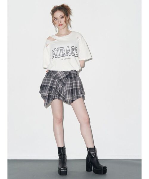 EVRIS（エヴリス）の「アシンメトリーランダムチェックミニスカート（スカート・レディース・ブラウン/ブラック・SMALL/MEDIUM）」の6枚目の写真