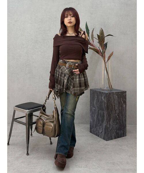 EVRIS（エヴリス）の「アシンメトリーランダムチェックミニスカート（スカート・レディース・ブラウン/ブラック・SMALL/MEDIUM）」の20枚目の写真