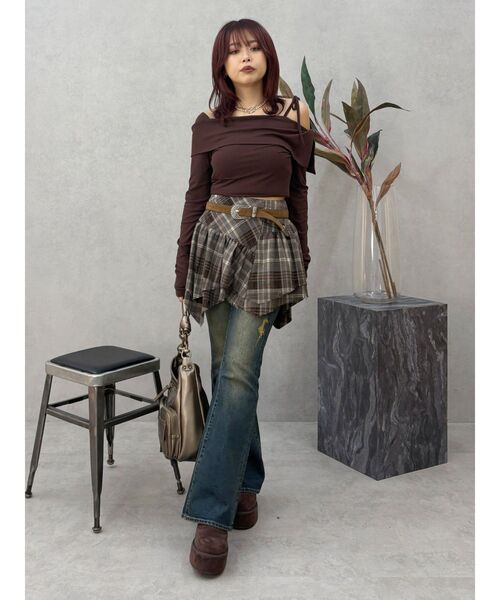 EVRIS（エヴリス）の「アシンメトリーランダムチェックミニスカート（スカート・レディース・ブラウン/ブラック・SMALL/MEDIUM）」の21枚目の写真