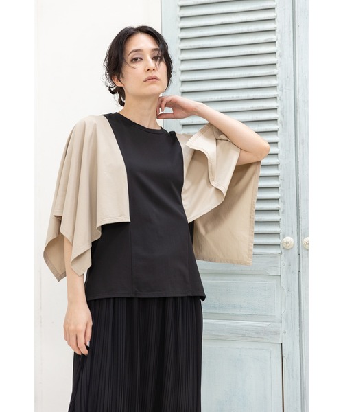 OSMOSIS（オズモーシス）の「ケープスリーブTシャツ（Tシャツ/カットソー・レディース・ブラック/ベージュ系その他/ホワイト/ブルー・ONE SIZE）」の10枚目の写真