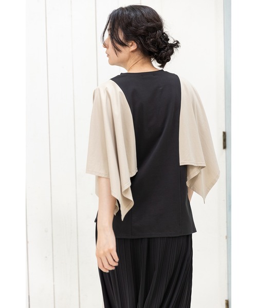 OSMOSIS（オズモーシス）の「ケープスリーブTシャツ（Tシャツ/カットソー・レディース・ブラック/ベージュ系その他/ホワイト/ブルー・ONE SIZE）」の12枚目の写真