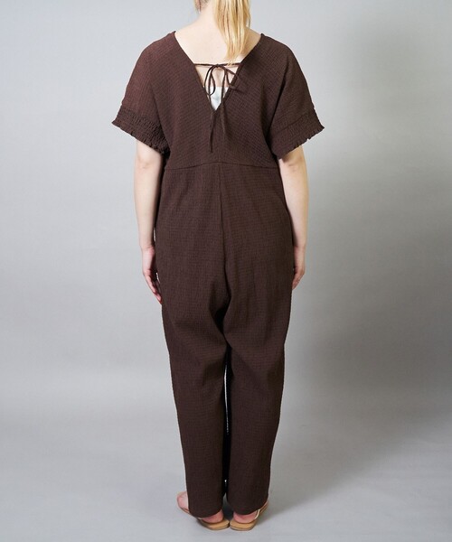 coen（コーエン）の「サッカーチェックオールインワンサロペット（サロペット/オーバーオール・レディース・ブラック/ネイビー/ブラウン・FREE）」の9枚目の写真