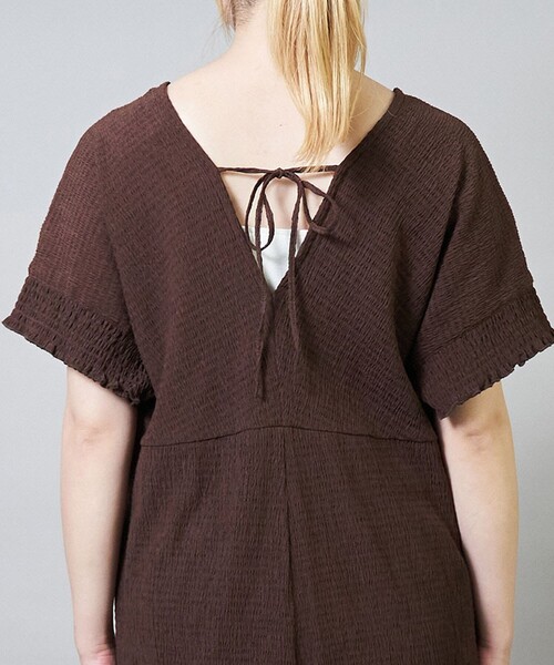 coen（コーエン）の「サッカーチェックオールインワンサロペット（サロペット/オーバーオール・レディース・ブラック/ネイビー/ブラウン・FREE）」の15枚目の写真