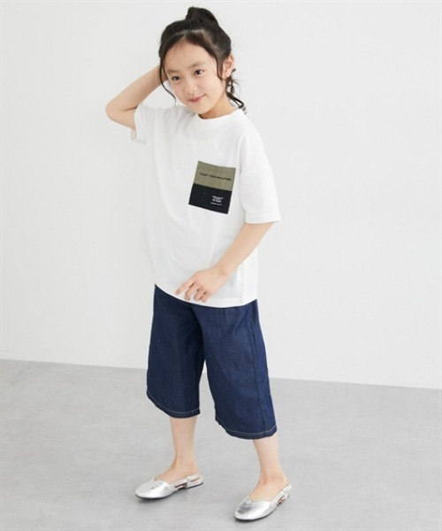 QUNTSTYLE（キュントスタイル）の「ハートボタン７分丈デニムパンツ<綿100%>（デニムパンツ・キッズ・ネイビー/サックスブルー・110/120/130/140/150/160）」の3枚目の写真