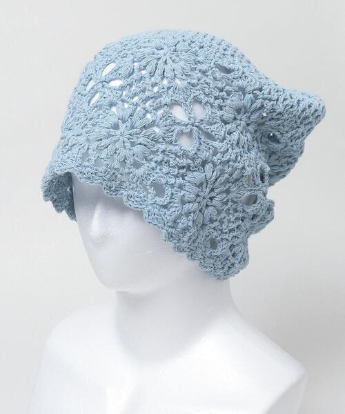 WEGO(ウィゴー)の「WEGO/フラワークロシェニットキャップ(ニットキャップ/ビーニー・レディース・ブラック/アイボリー/サックスブルー・FREE)」の5枚目の写真