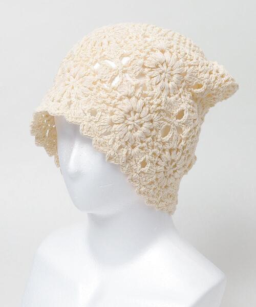 WEGO(ウィゴー)の「WEGO/フラワークロシェニットキャップ(ニットキャップ/ビーニー・レディース・ブラック/アイボリー/サックスブルー・FREE)」の6枚目の写真