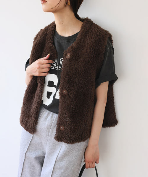 フェイクファーニットベスト（ベスト）｜SLOBE IENA