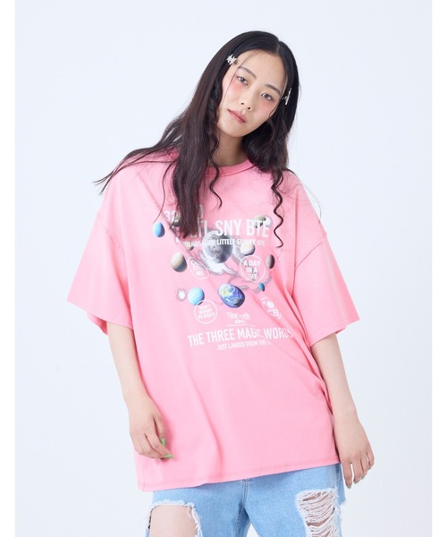 Little sunny bite（リトルサニーバイト）の「【little sunny bite】cosmic big tee（Tシャツ/カットソー・レディース・ブルー/ブラック/ピンク・SMALL/MEDIUM）」の3枚目の写真